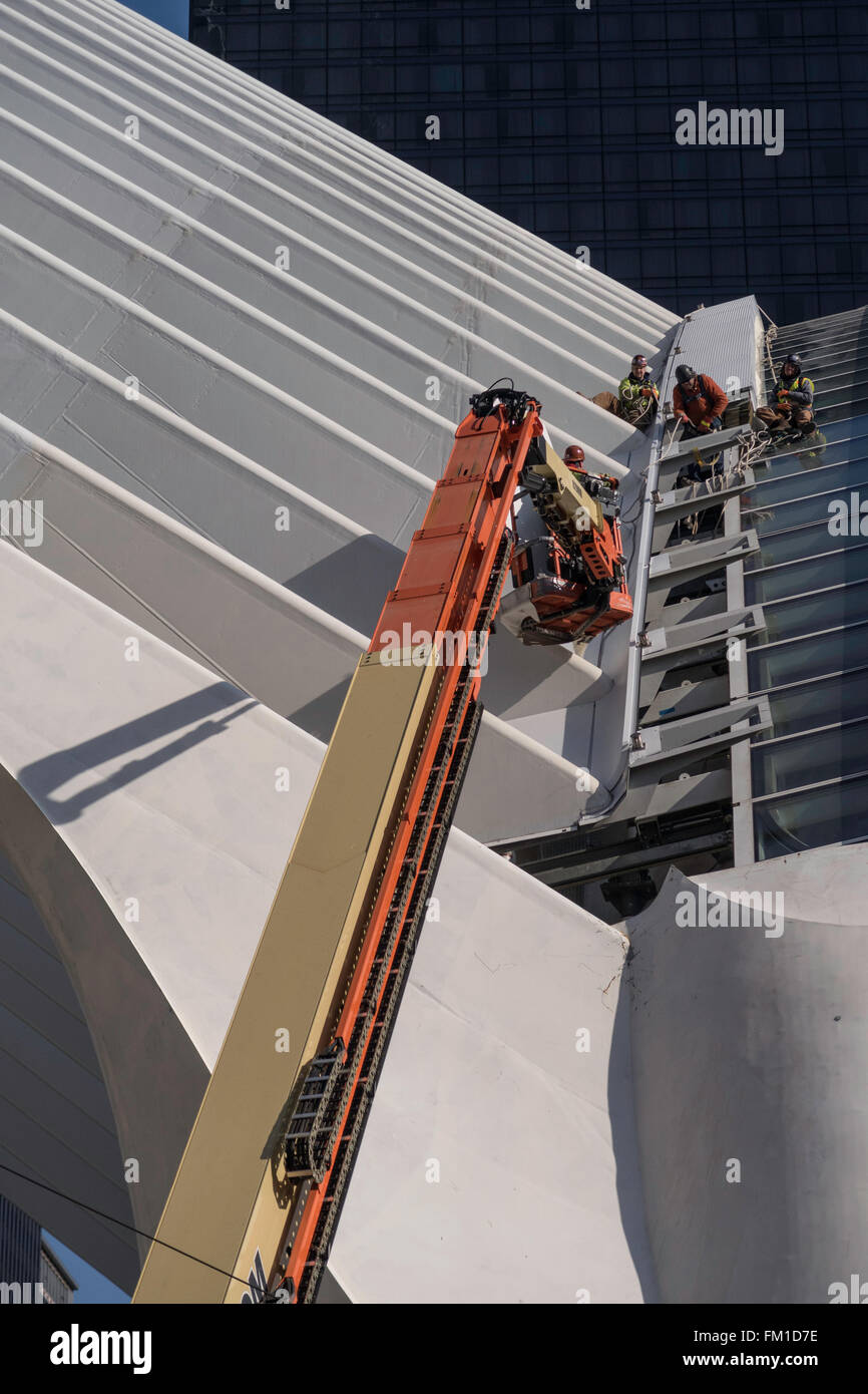 Die Bauarbeiten am World Trade Center Transportation Hub, Lower Manhattan, NYC Stockfoto