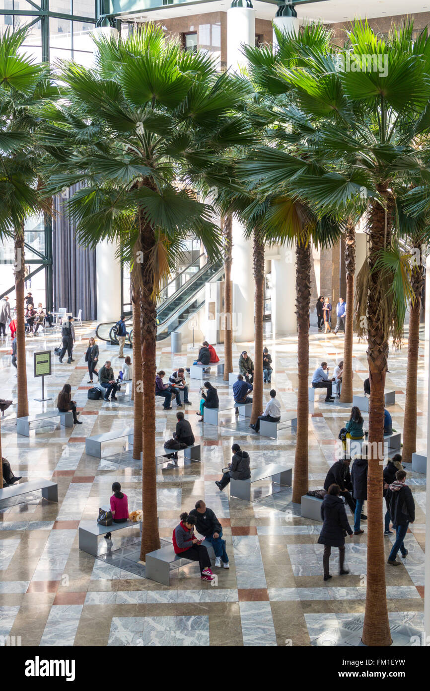 Das Wintergarten-Atrium, Brookfield Place in Battery Park City, NYC, USA Stockfoto