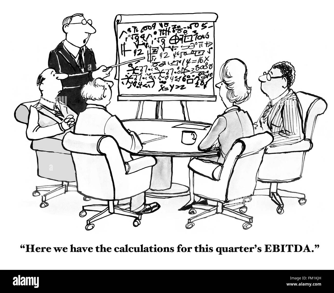 Geschäftliche Cartoon über EBITDA. Stockfoto