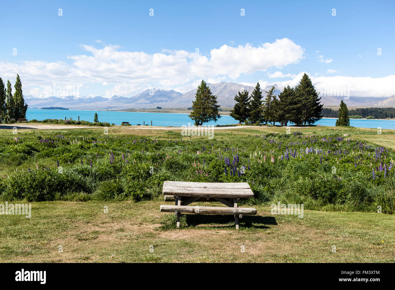 Stuhl am Seeufer Stockfoto