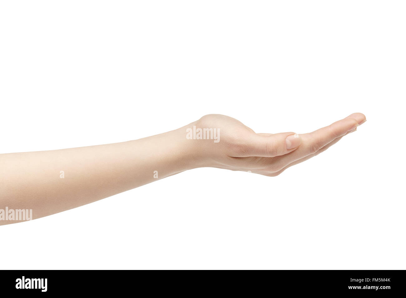 leere junge weibliche Hand etwas zu halten Stockfoto