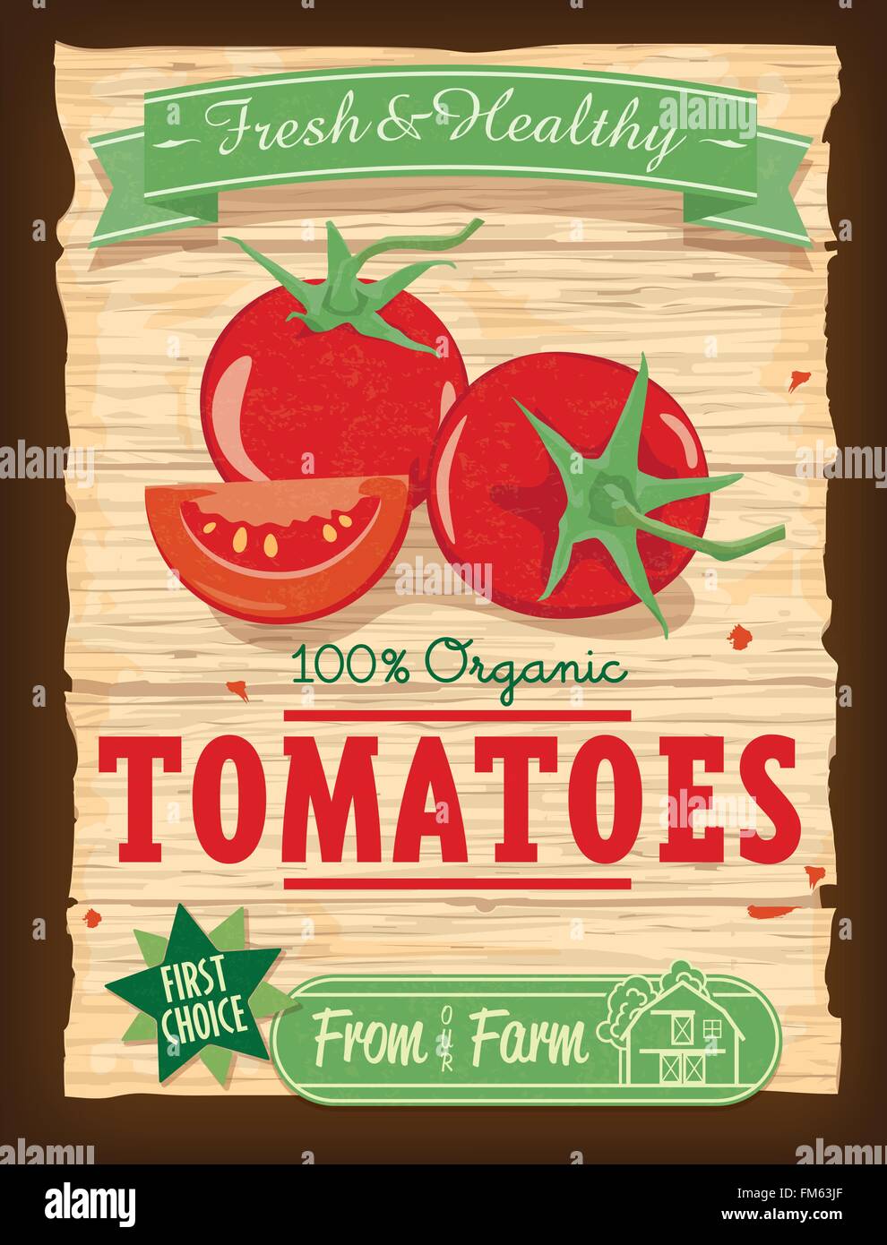Vintage-Stil-Tomate-Werbeplakat Stock Vektor
