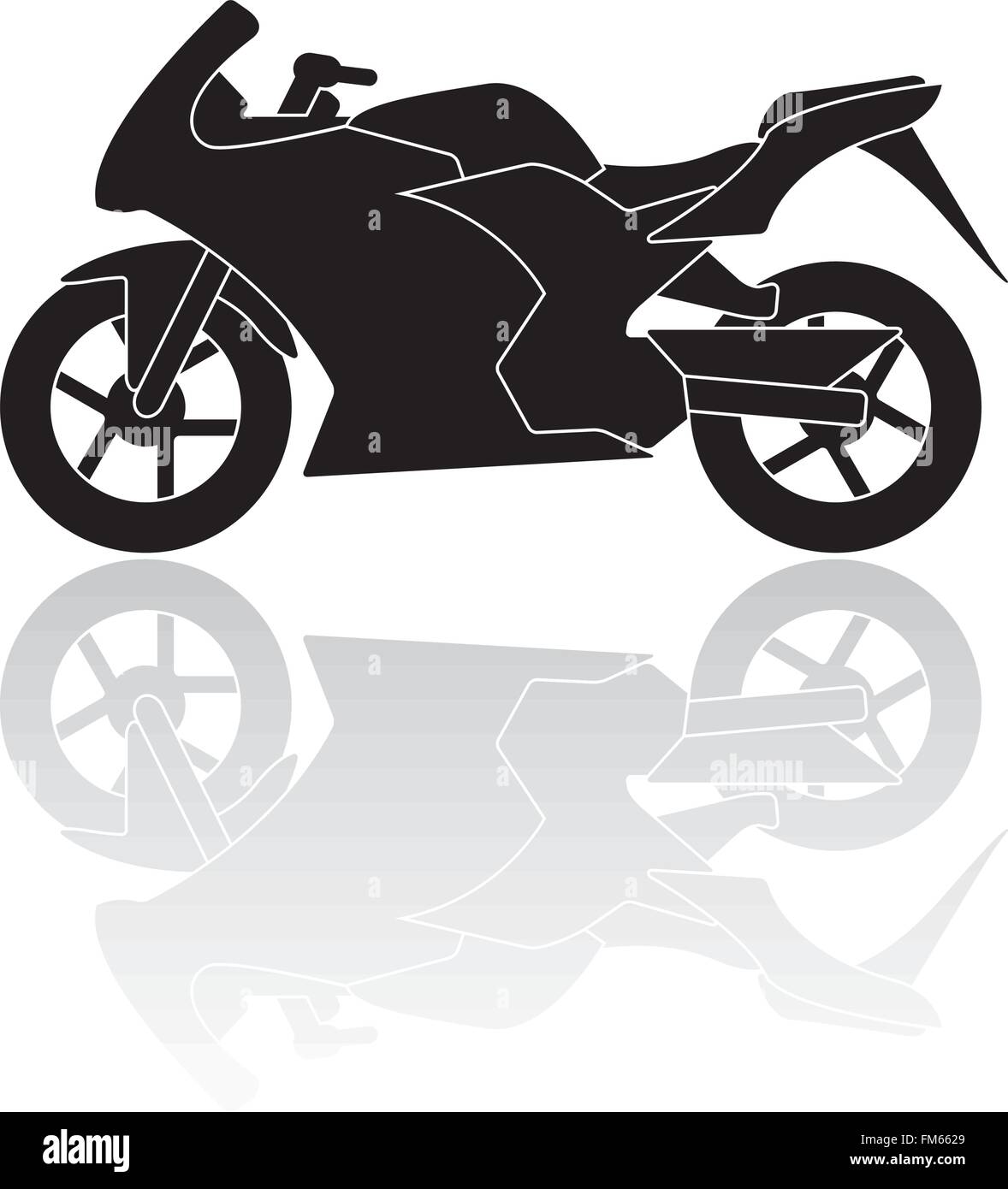 Racing Motorrad Silhouette mit Reflexion Stock Vektor