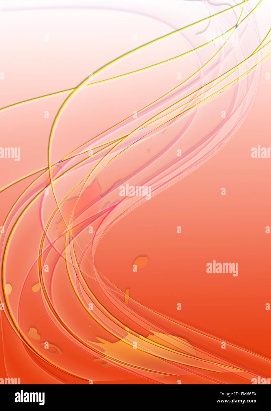 Transparente Wellen und dünne Streifen auf orangem Hintergrund Stockfoto