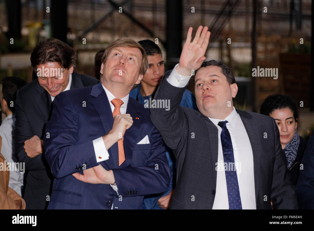 König Willem-Alexander der Niederlande an der Halle Pajol in Paris Stockfoto