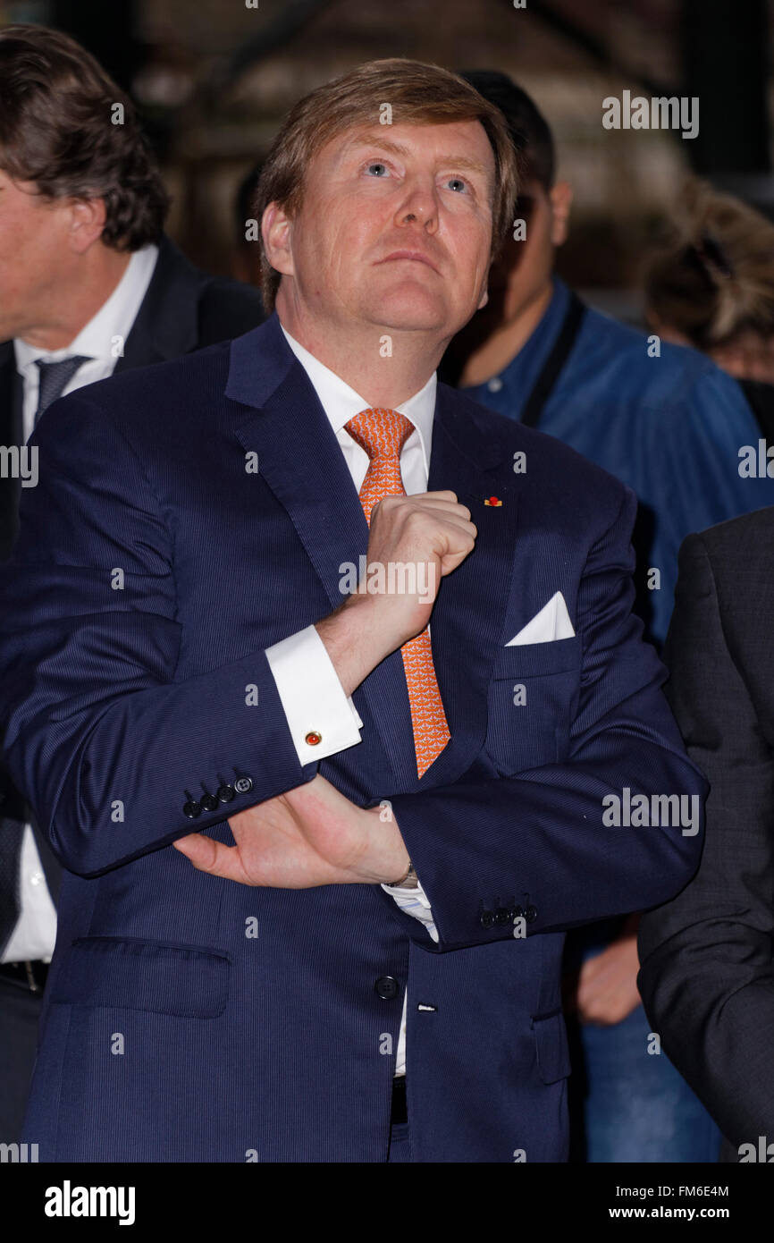 König Willem-Alexander der Niederlande an der Halle Pajol in Paris Stockfoto