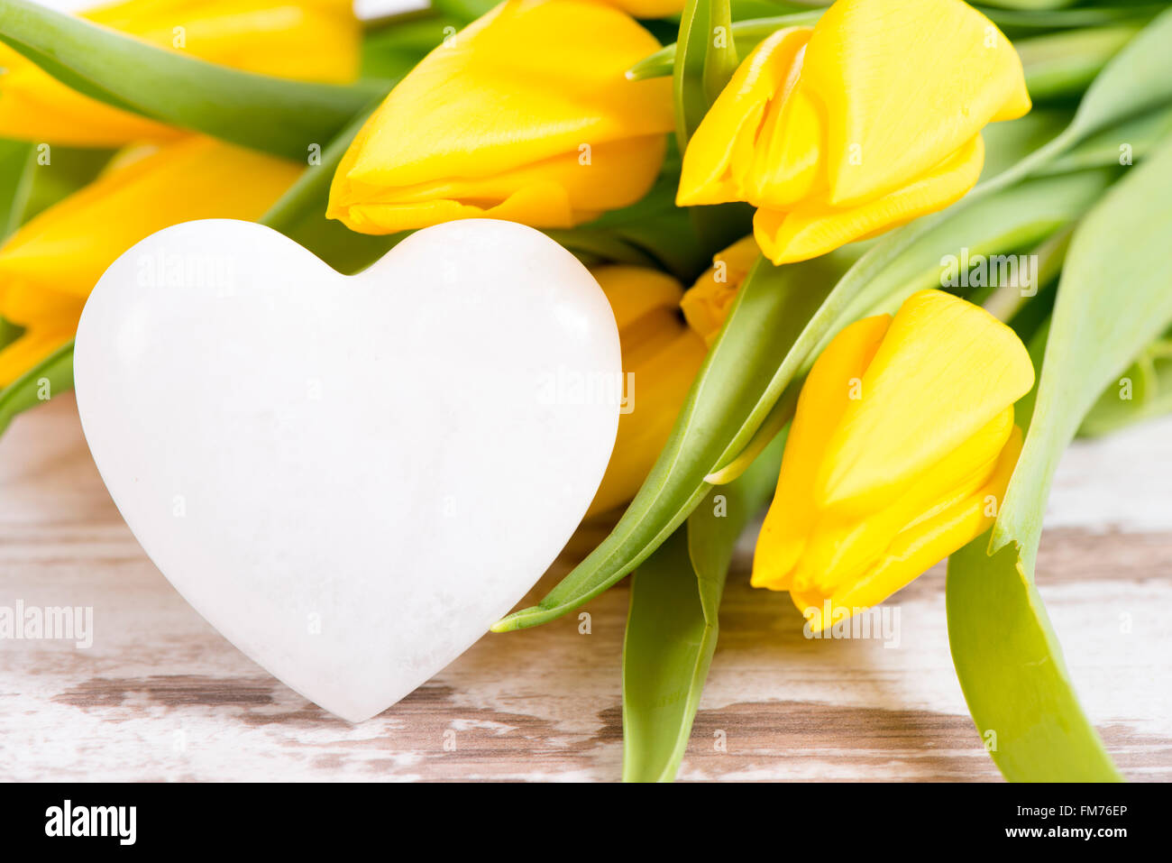 Blumenstrauß Tulpe mit Herz als Geschenk und Symbol für die Liebe Stockfoto