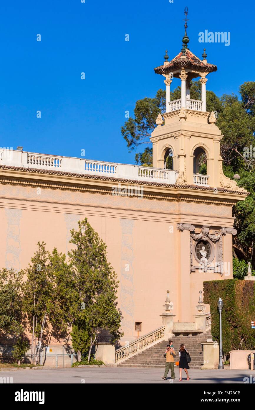 Spanien, Katalonien, Barcelona, Montjuic, Cascades Plaza, Palast von Alfonso 13 in den 1920er Jahren von dem Architekten Puig i Cadafalch für die Ausstellung Universal City 1929 entworfen Stockfoto