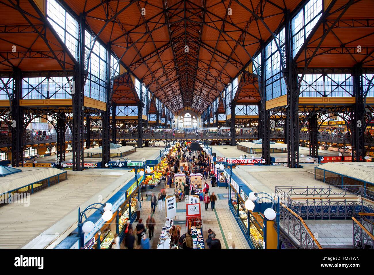 Ungarn, Budapest, aufgeführt als Weltkulturerbe der UNESCO, Central Market in Budapest Stockfoto