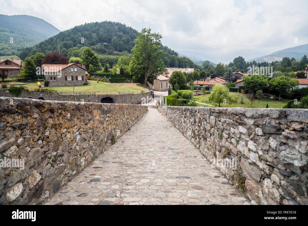 Pont Nou, Brücke, Camprodon, Katalonien, Spanien. Stockfoto