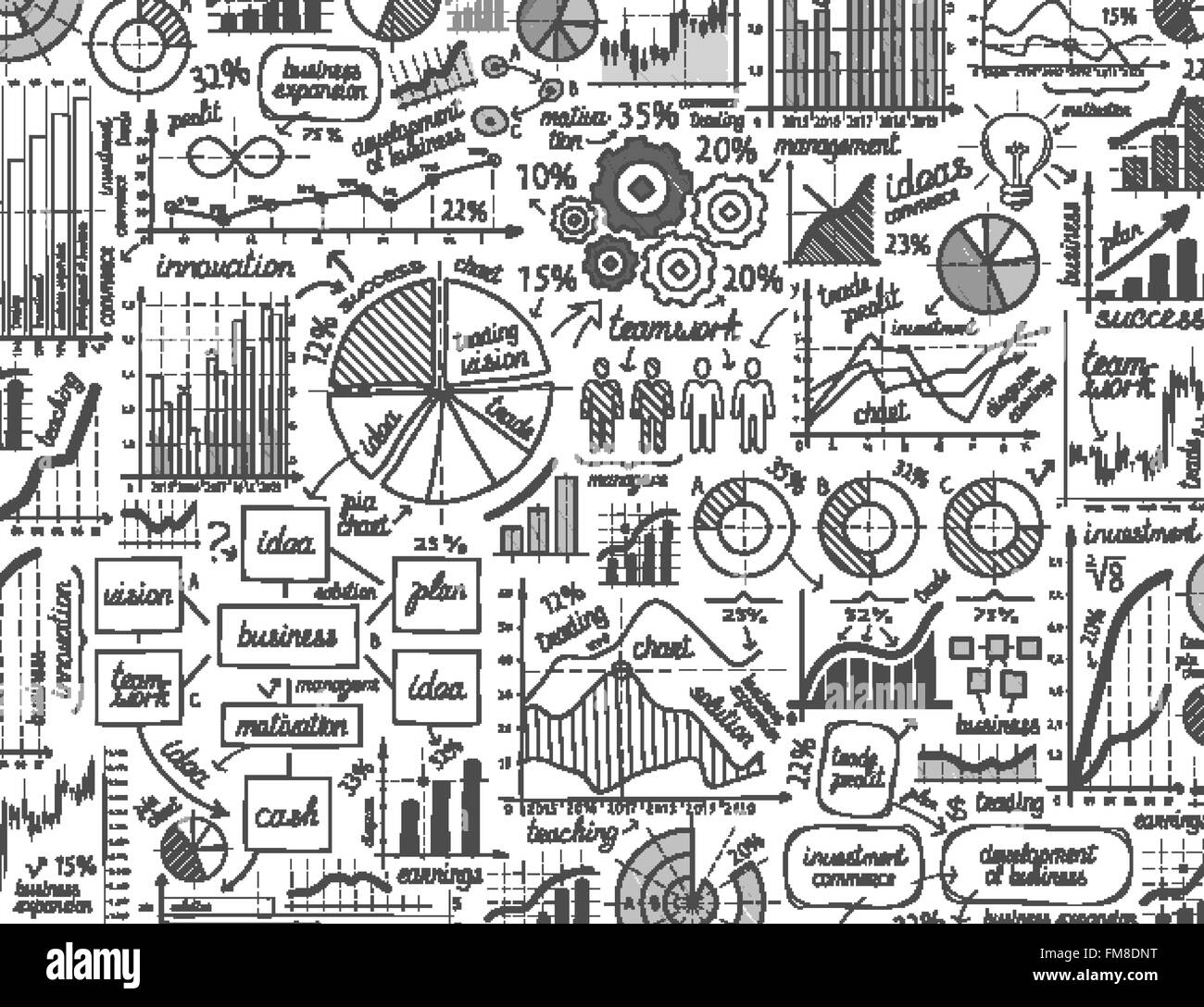 Infografik Vektor Business Grafiken doodles Stock Vektor