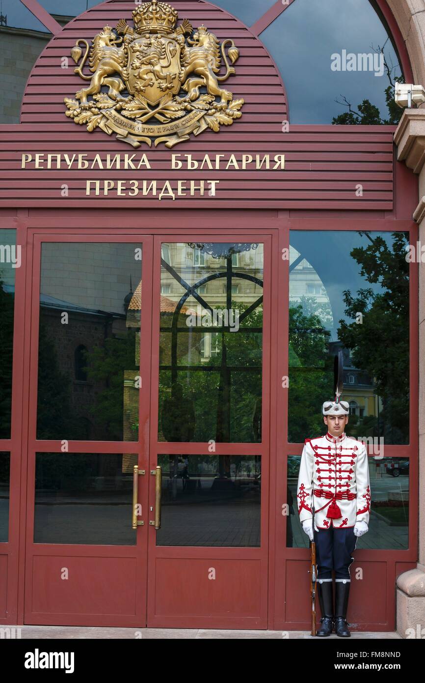 Bulgarien, Sofia, Wache im Präsidentenpalast Stockfoto