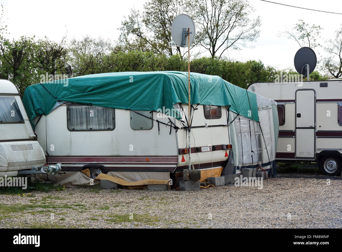 Camping in Belgien Stockfoto