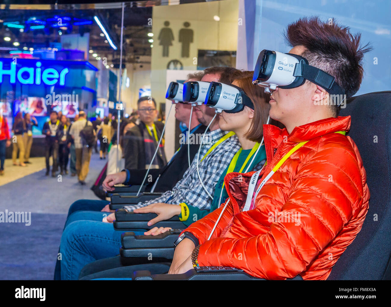 Virtual-Reality-Demonstration auf der Samsung-Stand auf der CES in Las Vegas Stockfoto