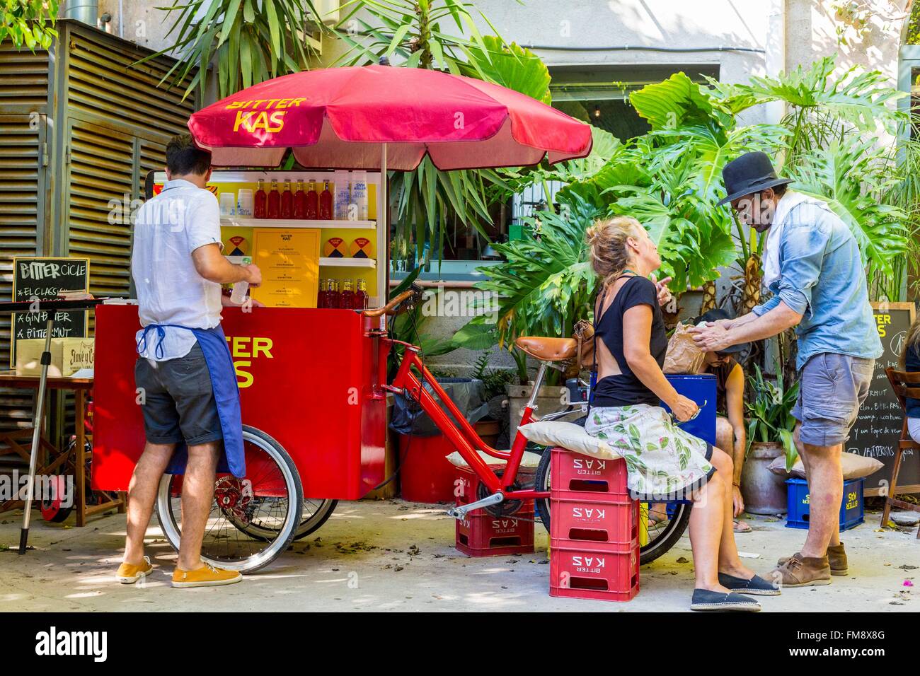 Spanien, Katalonien, Barcelona, Poblenou, Palo Alto Markt, im freien Markt monatlich, spezialisiert auf den Verkauf von Soda Kas bar Stockfoto