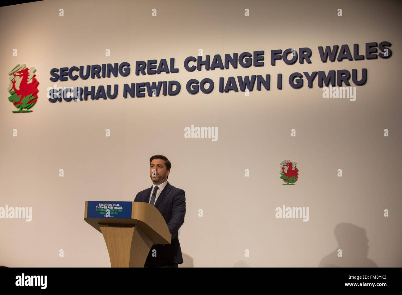 Llangollen, Wales. 11. März 2016. Der Rt Hon Stephen Crabb MP Sekretär des Staates für Wales bei der 2016 Welsh Parteitag der Konservativen im Pavillon, Llangollen Kredit sprechen: Alan Dop / Alamy Live News Stockfoto