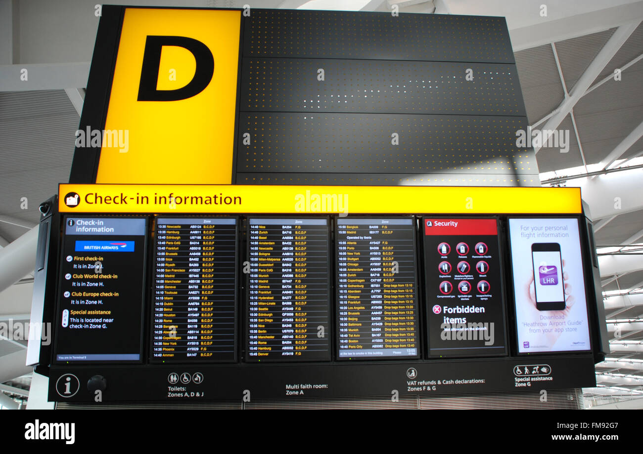 Heathrow Terminal 5 Check-in Halle Stockfoto