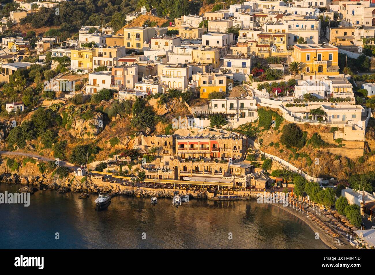 Griechenland, Dodekanes Inselgruppe, Leros Insel, Pandeli kleinen Fischereihafen Stockfoto