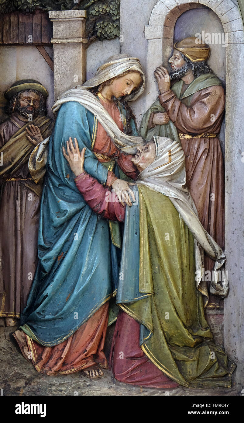 Heimsuchung Mariä, Altarbild in der Basilika des Heiligen Herzens Jesu in Zagreb, Kroatien am 14. September 2015 Stockfoto