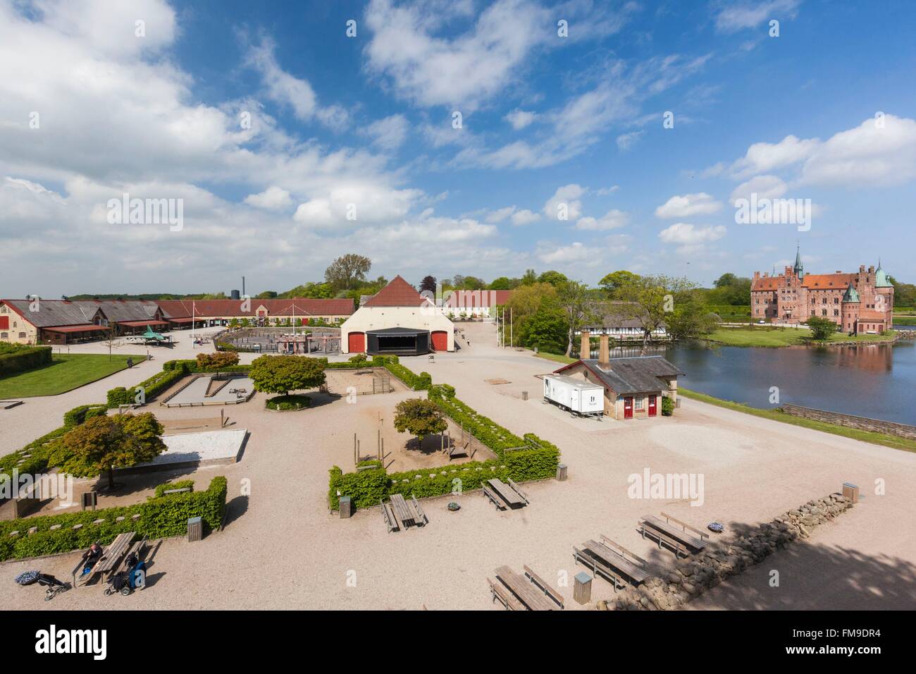 Dänemark, Fünen, Egeskov, Übersicht Schlosspark Stockfoto