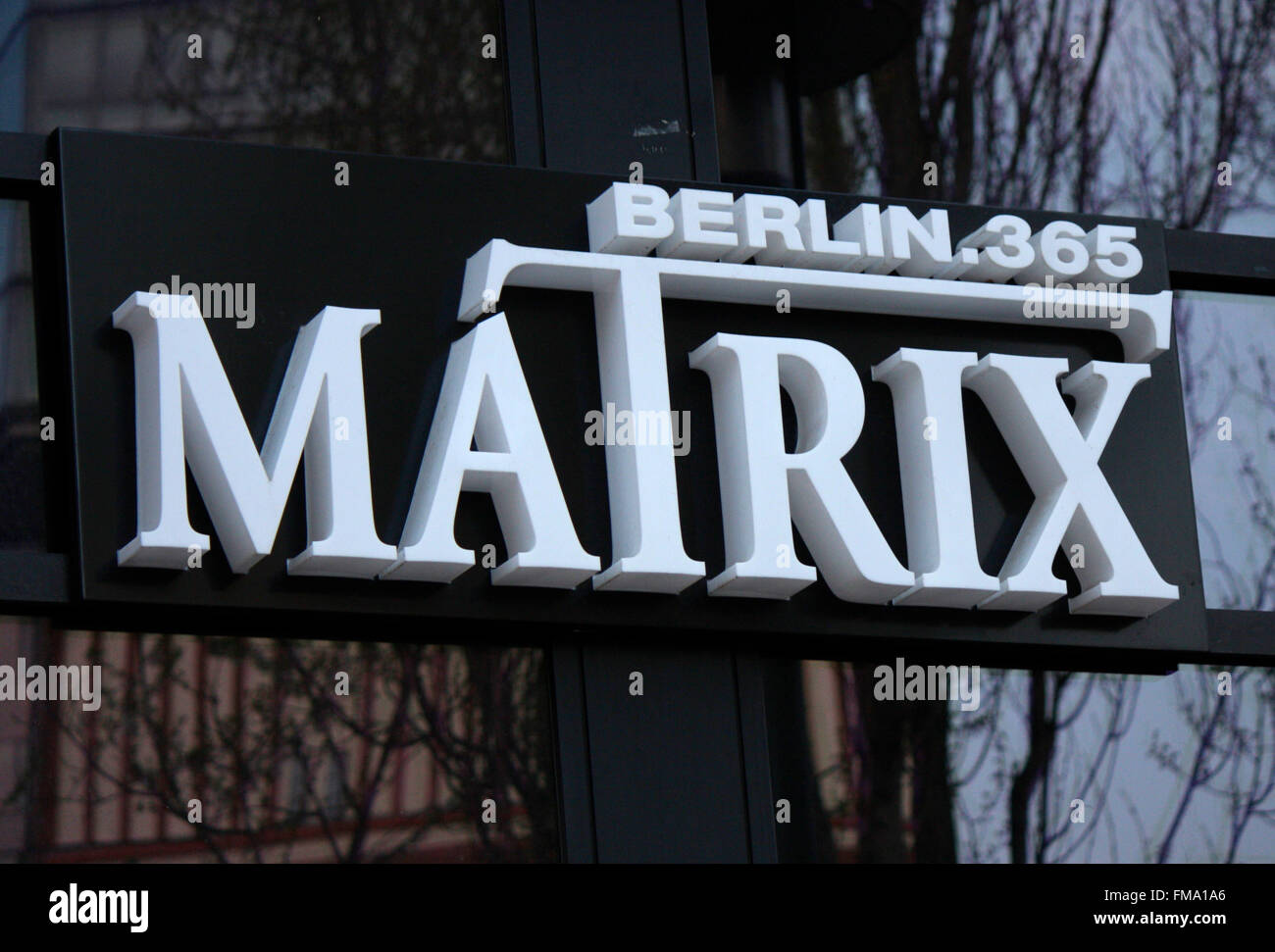 Das Logo des Clubs "Matrix", Berlin-Friedrichshain. Stockfoto