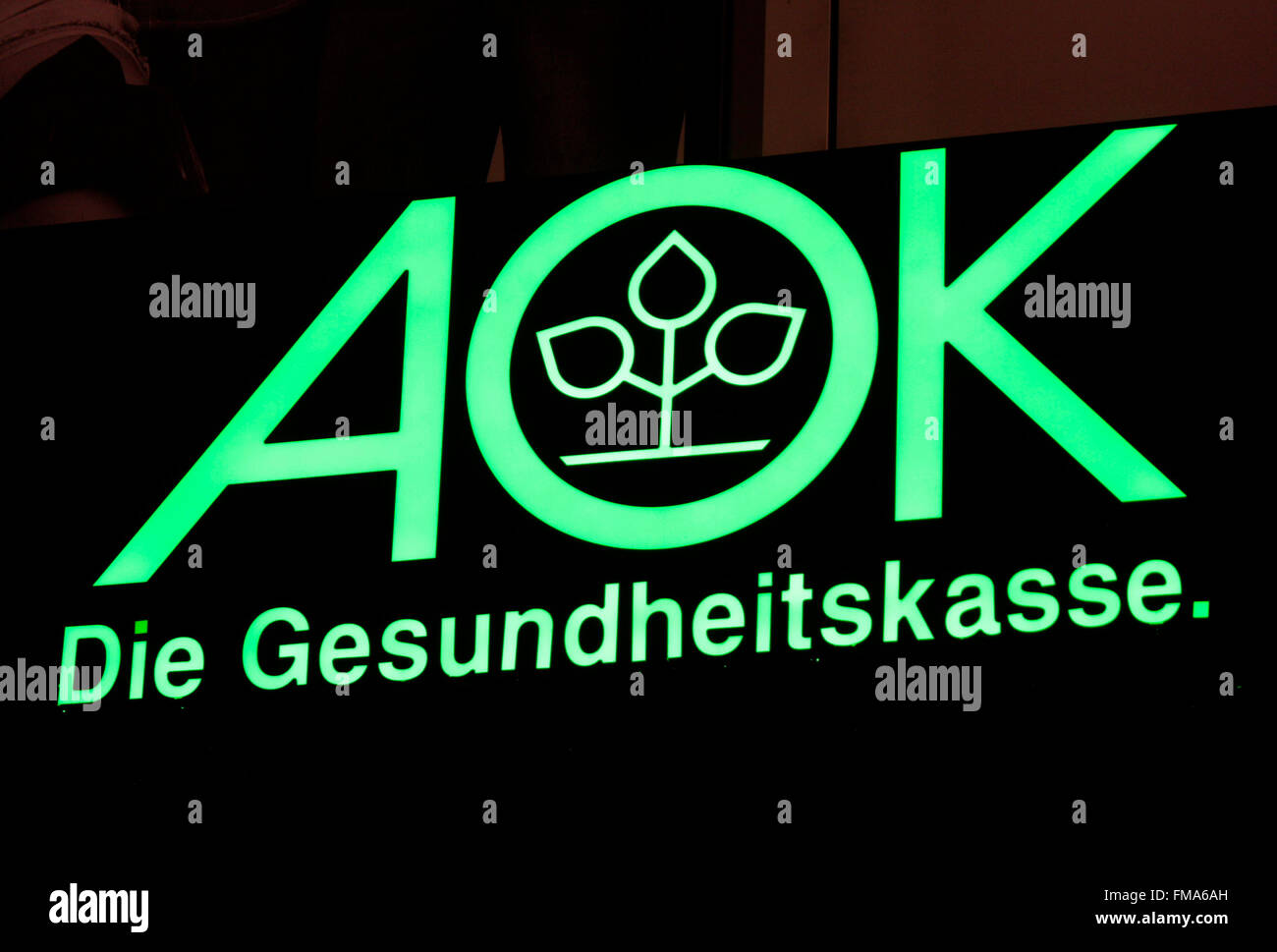 Markenname: "AOK", Dezember 2013, Berlin. Stockfoto