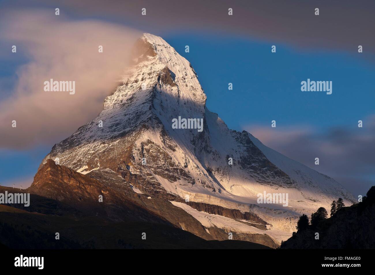 Schweiz, Kanton Wallis, Zermatt, das Matterhorn (4478 m) Stockfoto