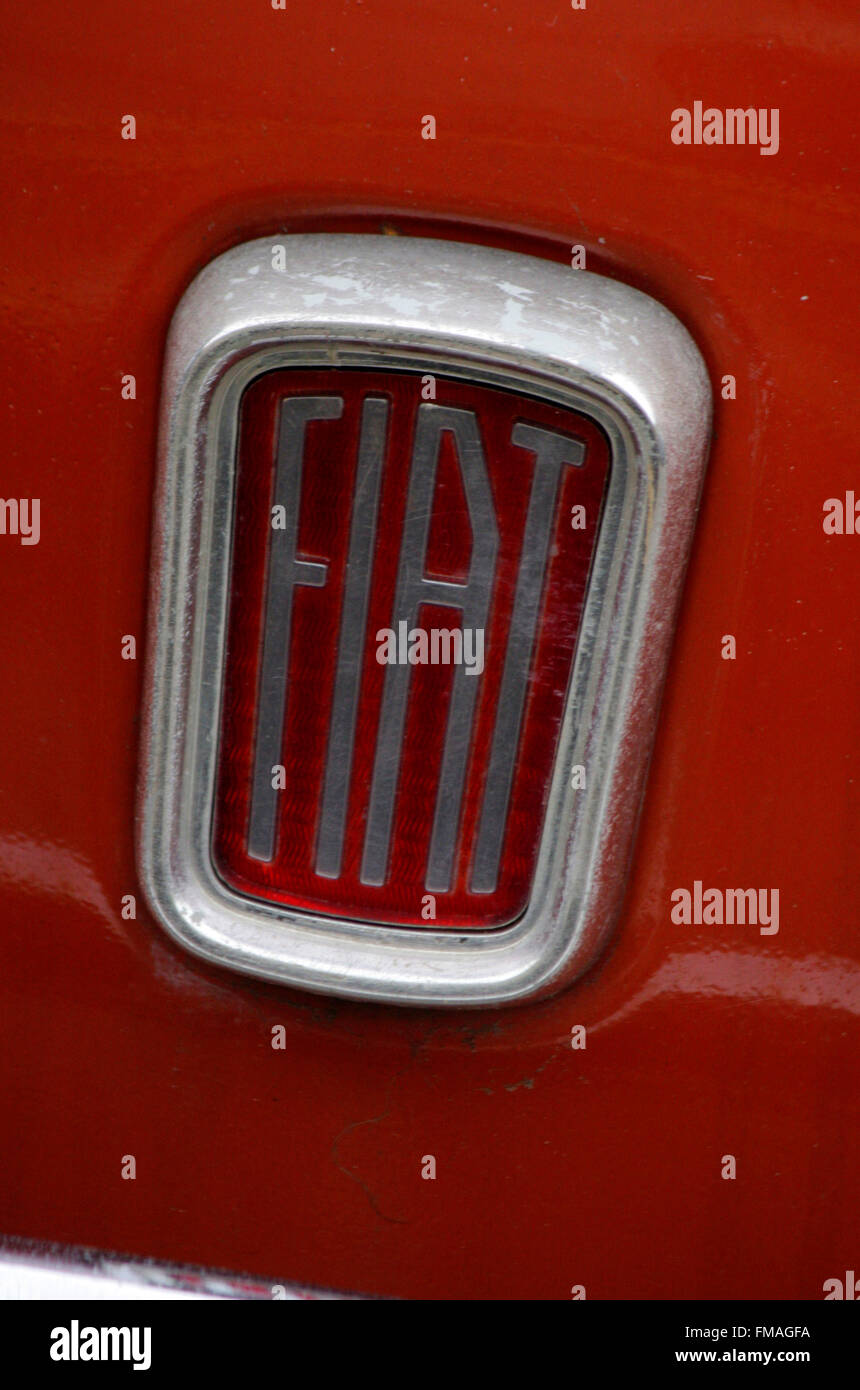 Markenname: "Fiat", Dezember 2013, Berlin. Stockfoto