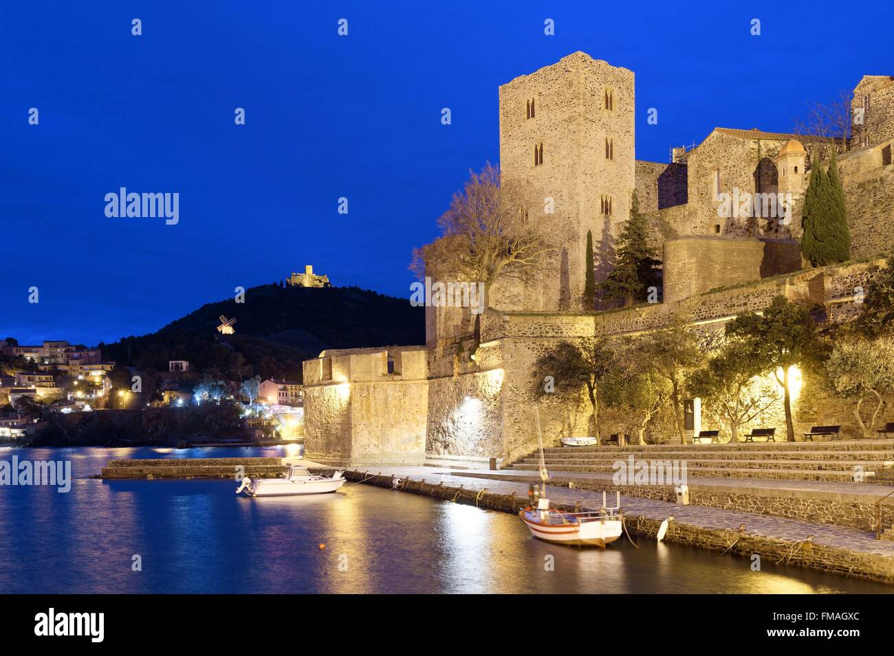 Frankreich, Pyrenäen Orientales, Collioure, die königliche Burg vom XIII Jahrhundert Stockfoto