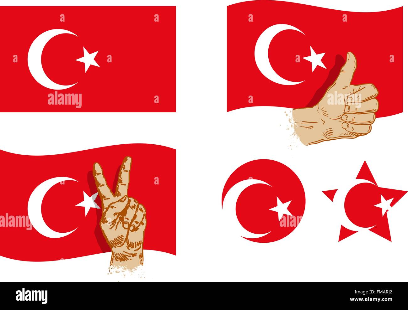 Türkei Flagge Symbole gesetzt. Vektor-illustration Stock Vektor