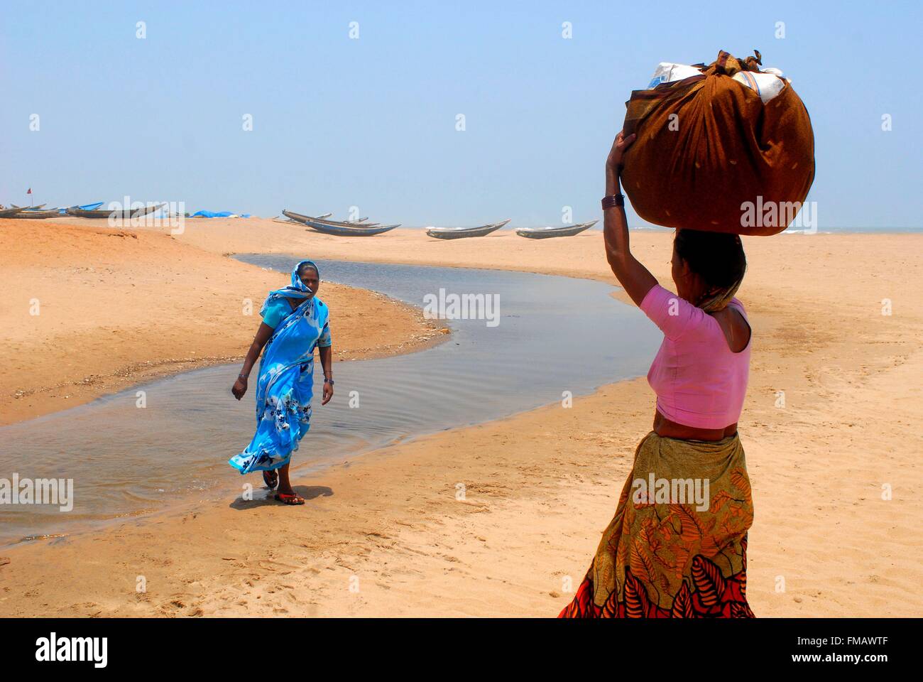 Indien, Odisha, Chandrabhaga, Fischerdorf Stockfoto