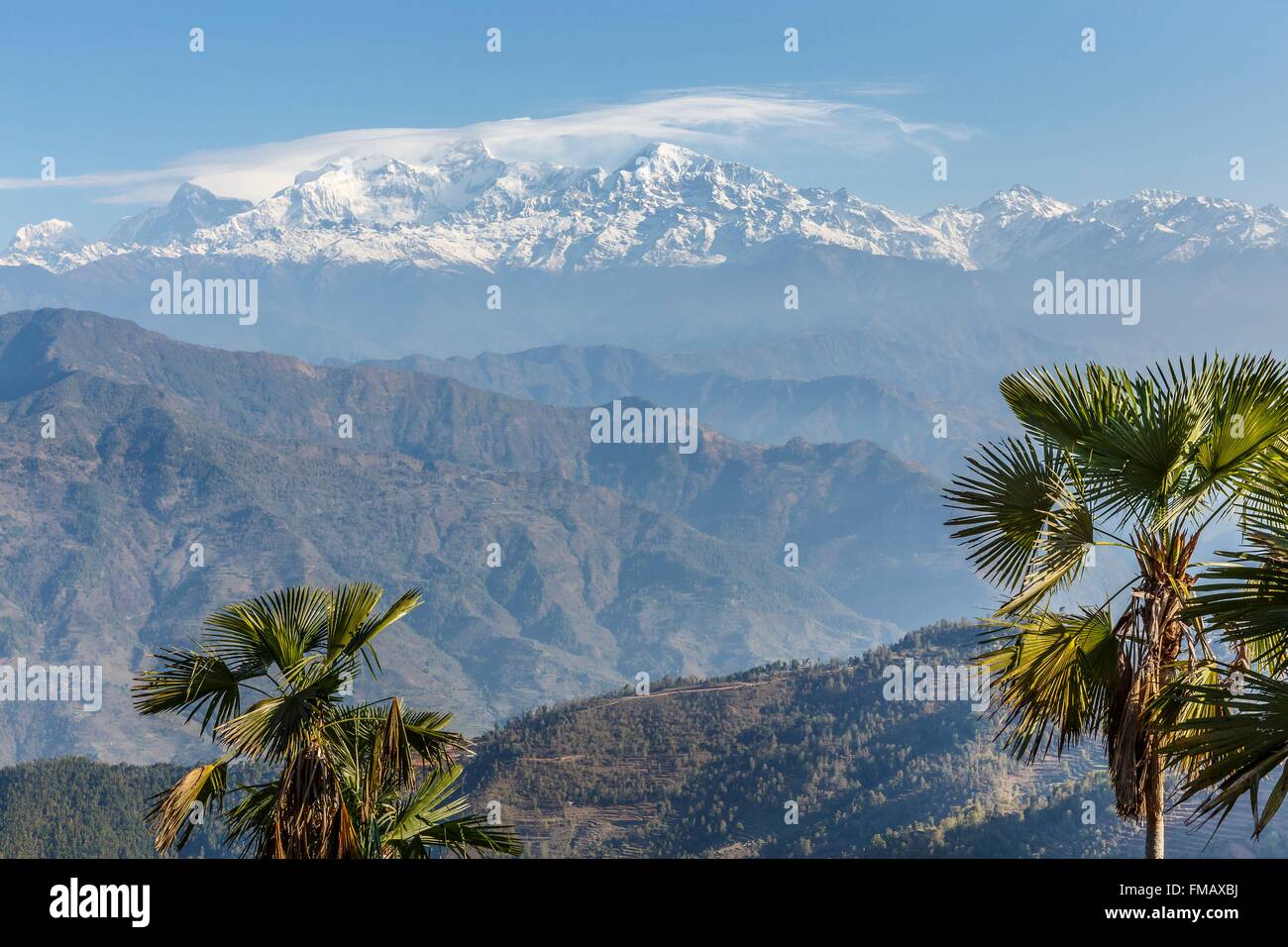 Nepal, Gandaki Zone, Gorkha, Manaslu Berg Stockfoto