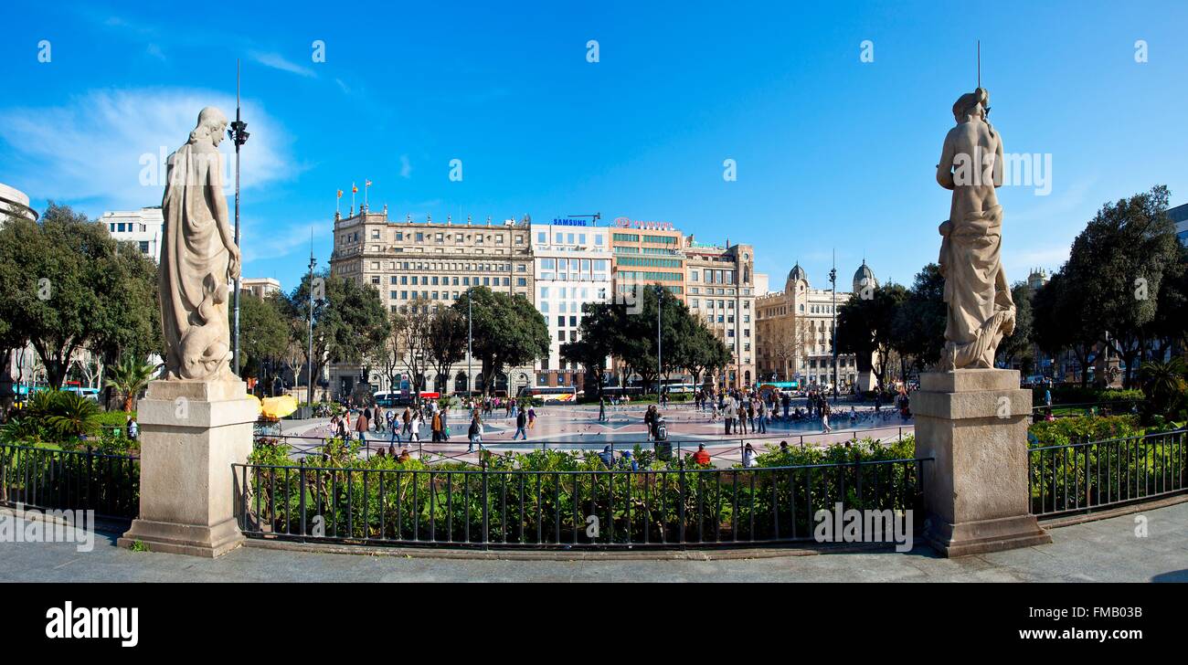 Spanien, Katalonien, Barcelona, Plaça Catalunya Stockfotografie Alamy