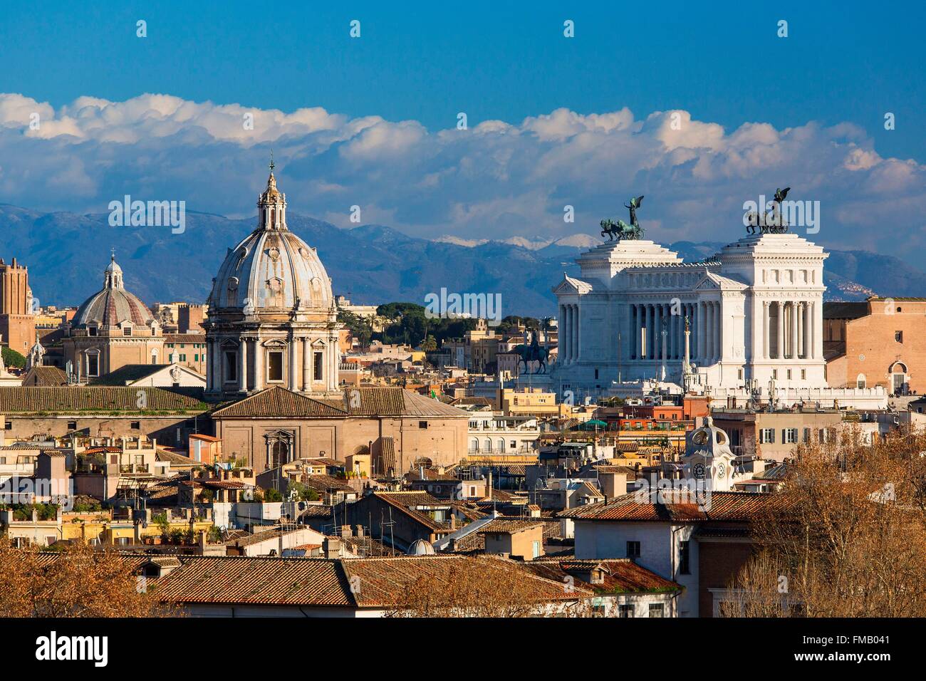 Italien, Latium, Rom, Weltkulturerbe von UNESCO, Gianicolo Hügel, Panoramablick auf die historische Altstadt Stockfoto