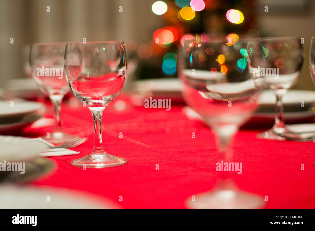 Weihnachtstisch für Urlaub in Familie rot Stockfoto