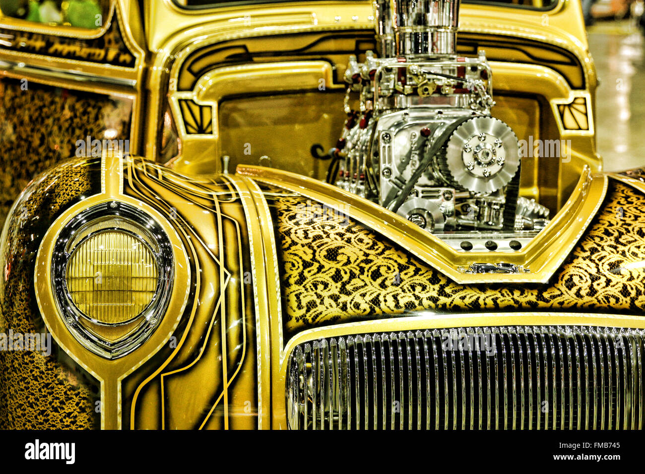 Gelbe Farbe Muster Welt der Räder Auto zeigen, Chicago Illinois Stockfoto