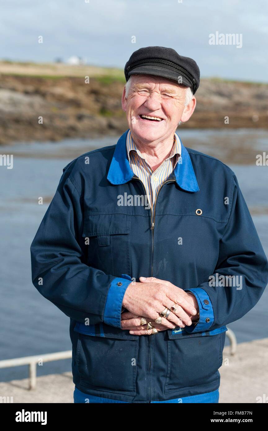 Irland, County Donegal, Patsy Dan Rodgers Porträt, König von Tory Island Stockfoto