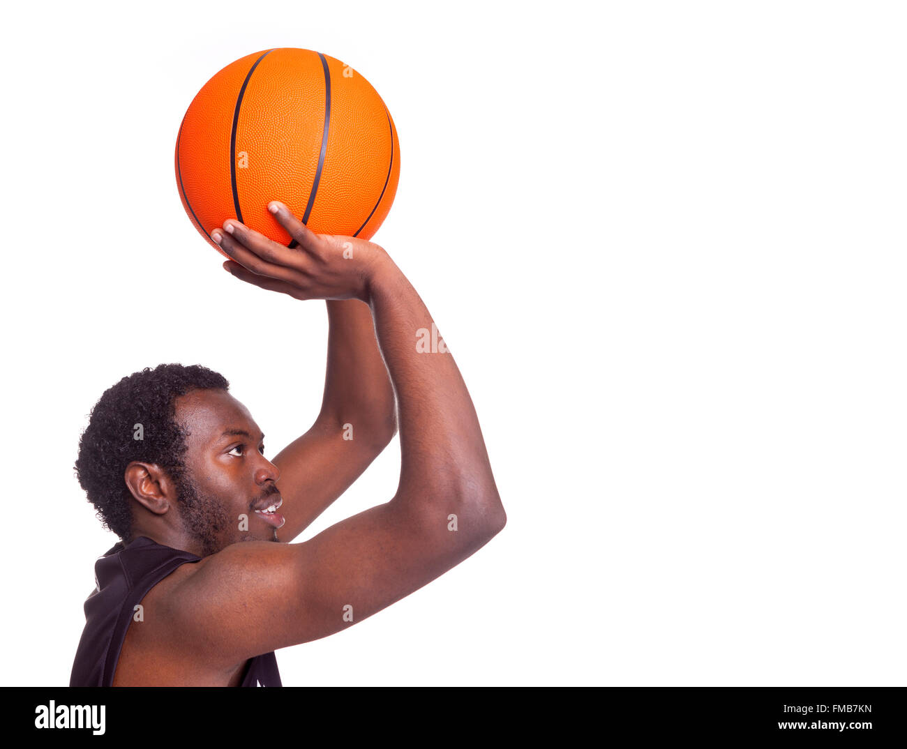 Basketball-Spieler isoliert auf weißem Hintergrund Stockfoto