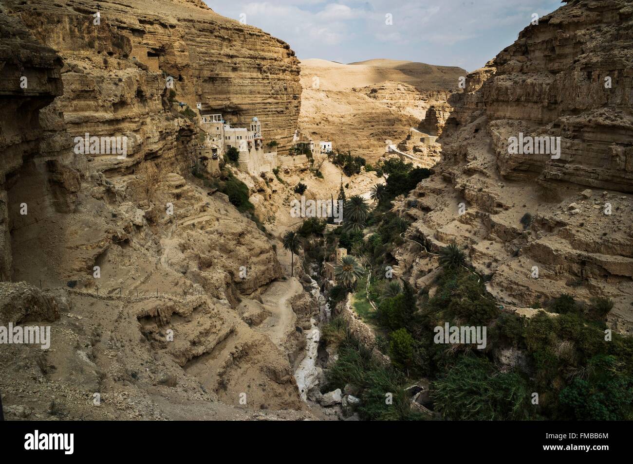 Israel, Palästina, das Westjordanland (strittigen Gebiet), Judas Wüste (Juda), Wadi Qelt, Kloster Saint-Georges Stockfoto