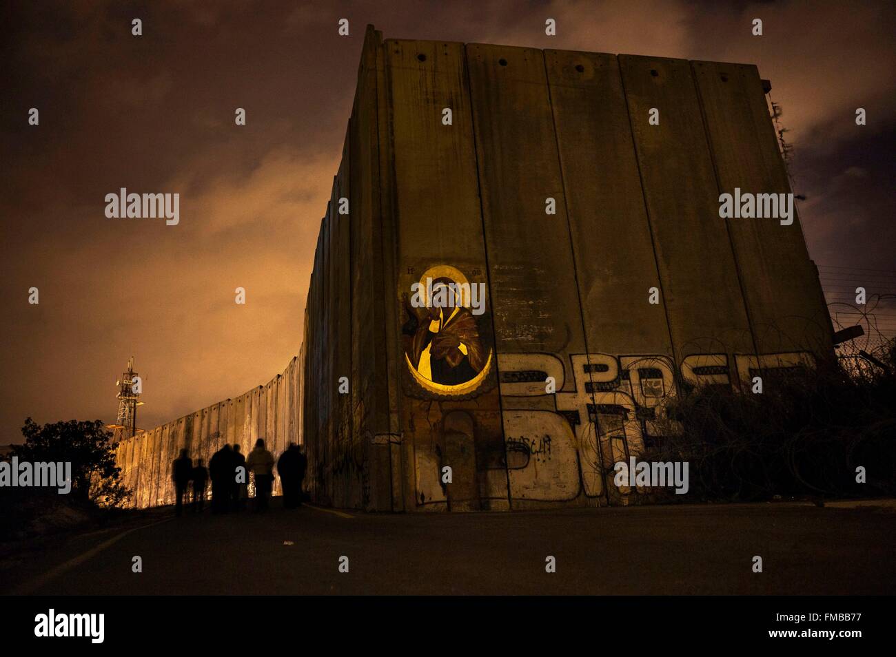 Israel, Palästina, das Westjordanland (strittigen Gebiet), Bethlehem, Ikone der Jungfrau an der Wand Stockfoto