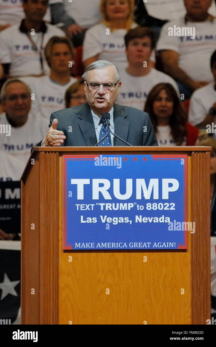 Donald Trump hält Kampagne Rally In Las Vegas, Nevada mit Joe Arpaio als Sprecher Stockfoto