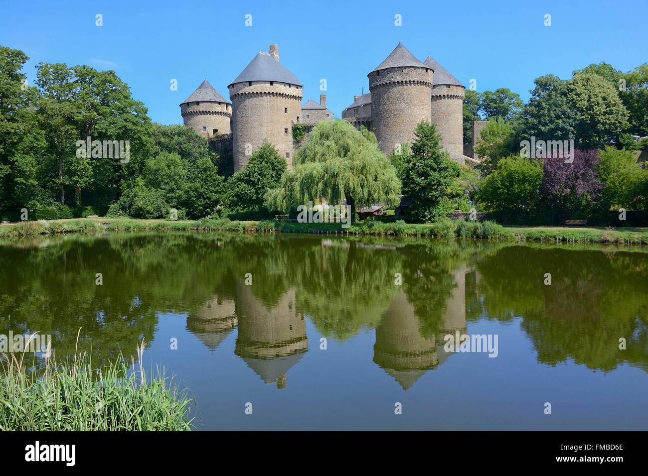 Mayenne, Frankreich Lassay Les Chateaux, die Burg Stockfoto