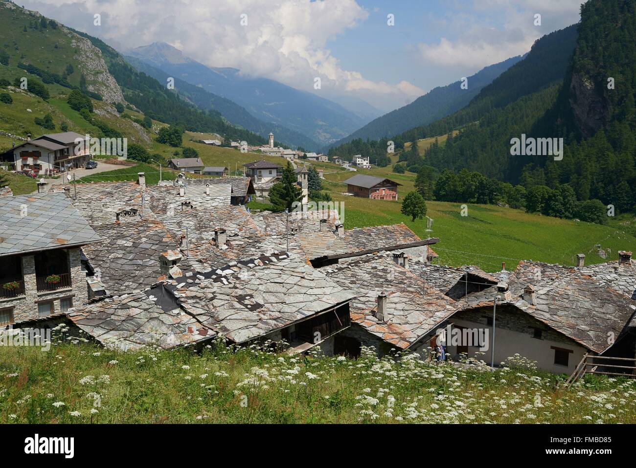 Italien, Val Varaita Chianale Dorf Stockfoto