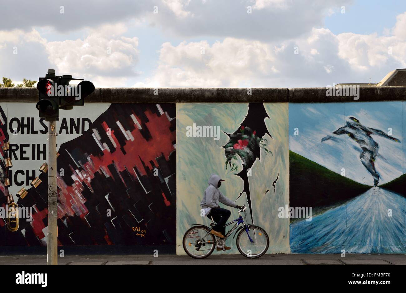 Deutschland, Berlin, East Side Gallery, Teile der Berliner Mauer in der ehemaligen DDR Stockfoto