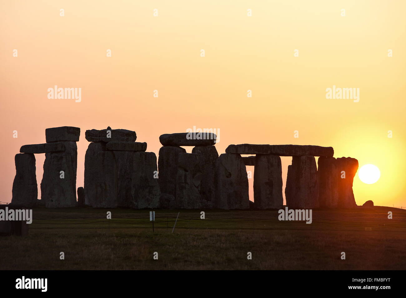 Sonnenuntergang, Stonehenge, Stein, Kreis, Salisbury Plain,Wiltshire,England,U.K.,Europe Stockfoto