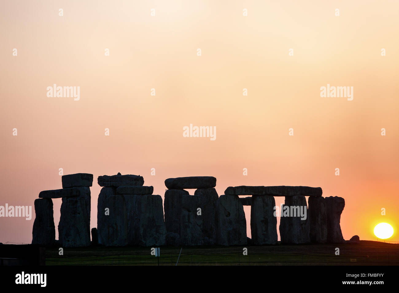 Sonnenuntergang, Stonehenge, Stein, Kreis, Salisbury Plain,Wiltshire,England,U.K.,Europe Stockfoto