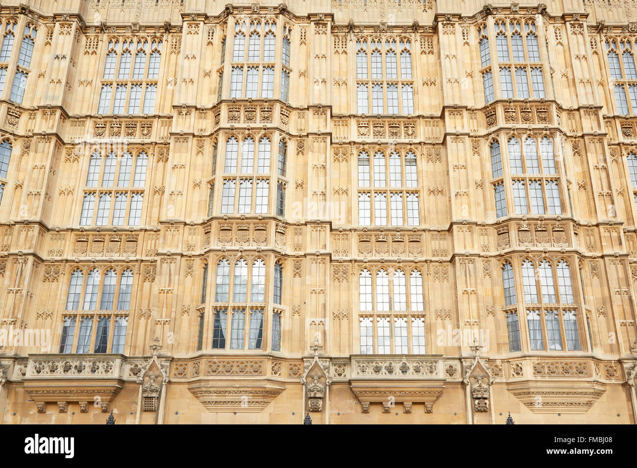 Gotische Architektur, Fassade, Palace of Westminster in London Stockfoto