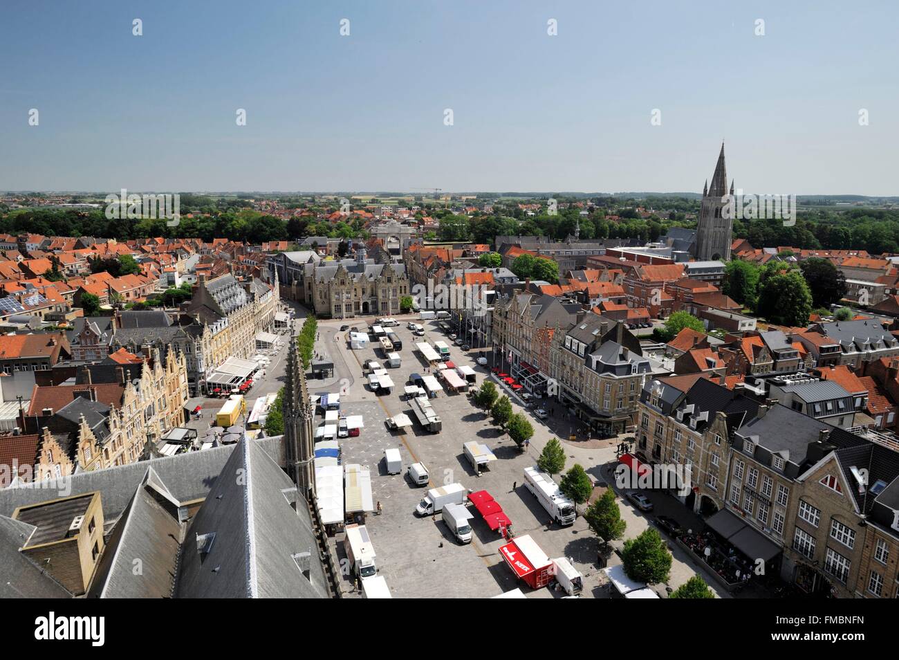 Belgien, West-Flandern, Ypern oder Ieper, Ort Grand Blick vom Belfried Stockfoto