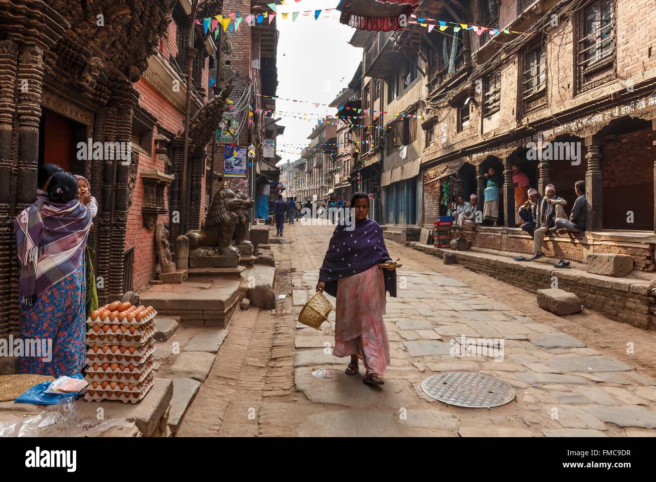 Nepal, Bagmati Zone, Bhaktapur, Weltkulturerbe der UNESCO, Bansagopal Straße Stockfoto