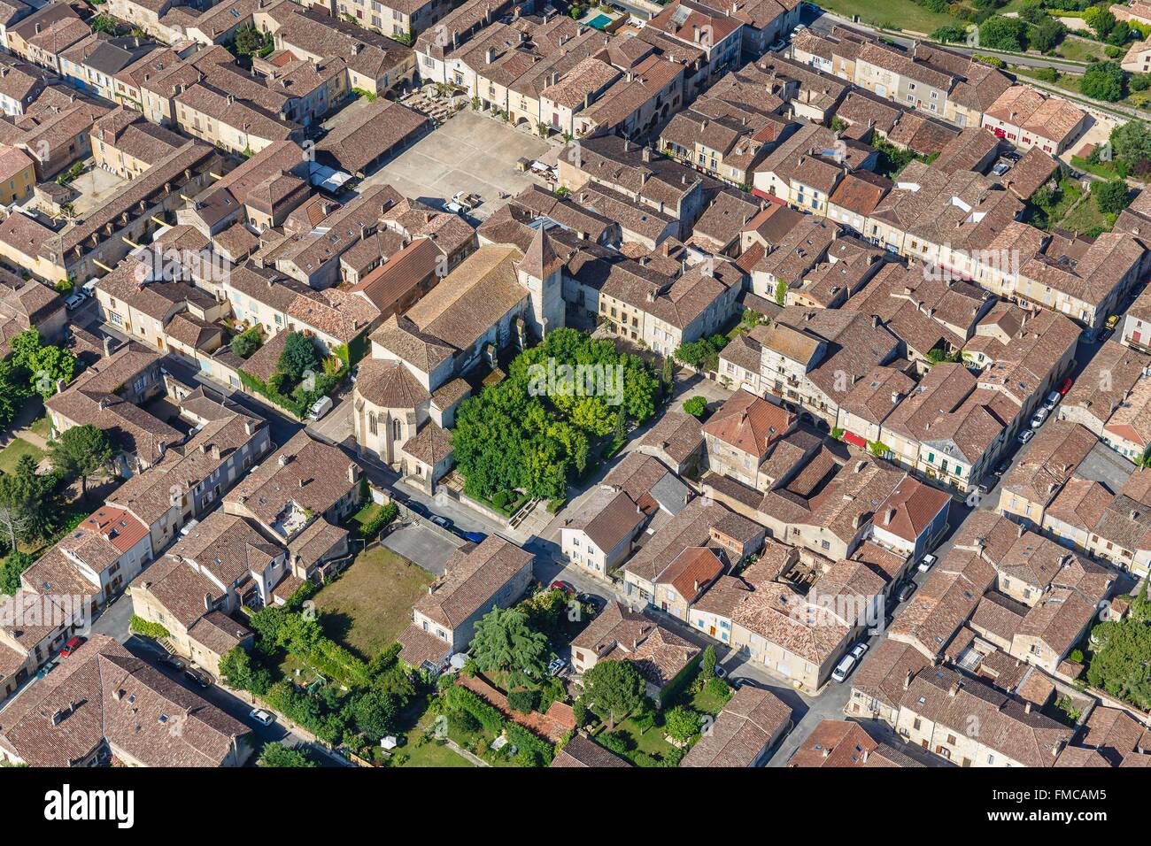Frankreich, Dordogne, Monpazier, beschriftete Les Plus Beaux Dörfer de France (die schönsten Dörfer Frankreichs), die ummauerte Stockfoto